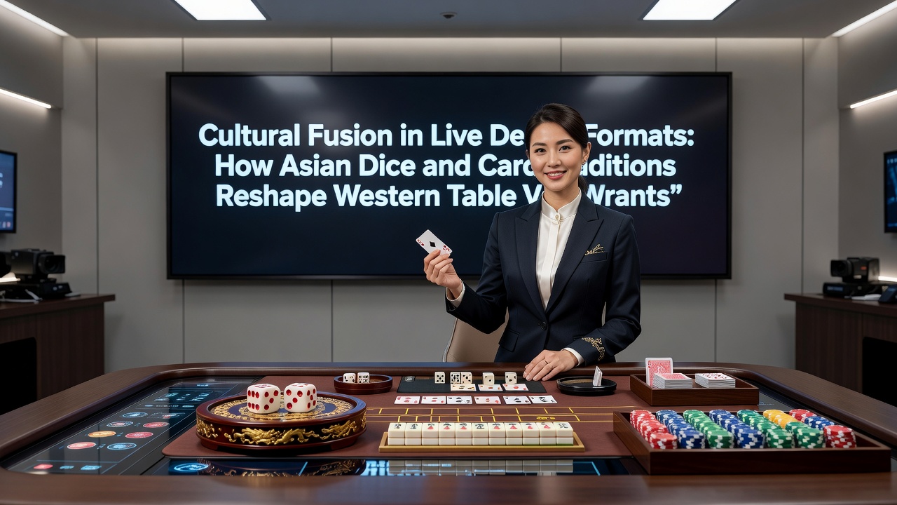 Streaming interface displaying hybrid table game with Asian card influences and Western roulette layout